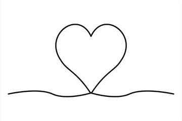 Heart continuous one line art drawing color shape Love sign outline Vector illustration
