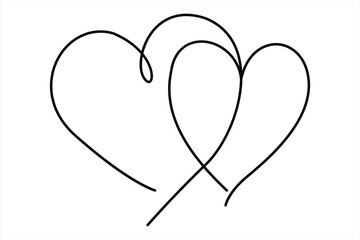 Heart continuous one line art drawing color shape Love sign outline Vector illustration