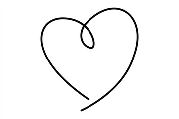 Heart continuous one line art drawing color shape Love sign outline Vector illustration