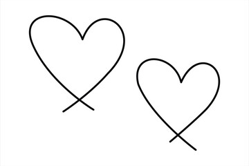 Heart continuous one line art drawing color shape Love sign outline Vector illustration