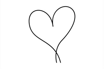 Heart continuous one line art drawing color shape Love sign outline Vector illustration
