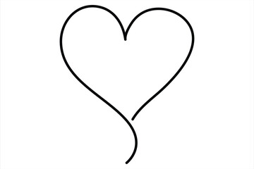 Heart continuous one line art drawing color shape Love sign outline Vector illustration