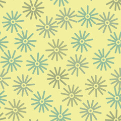 Japanese Circle Flower Pattern Vector Seamless Pattern
