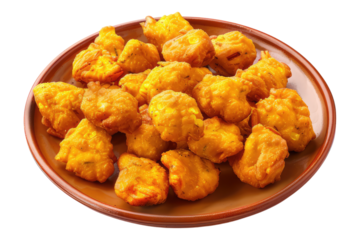 Paneer and corn pakora isolated on transparent background