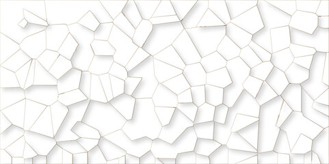 White quartz crystalized broken glass effect vector background. 3d papercut and multi-layer cutout geometric pattern on vector background. broken stained glass golden lines geometric pattern.