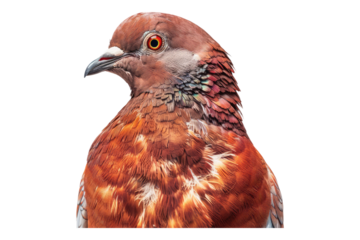Portrait brown pigeon isolated on transparent background