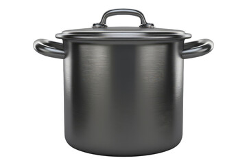 Professional metal pot cooker isolated on transparent background
