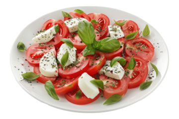 Tomato mozzarella salad isolated on transparent background