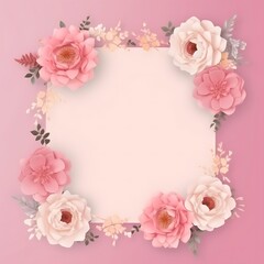 A Pink Flowered Border Frame, backgrounds for wedding invitations, greeting cards, social media stories, label, corporate identity