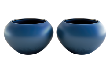 Twin blue vessels isolated on transparent background