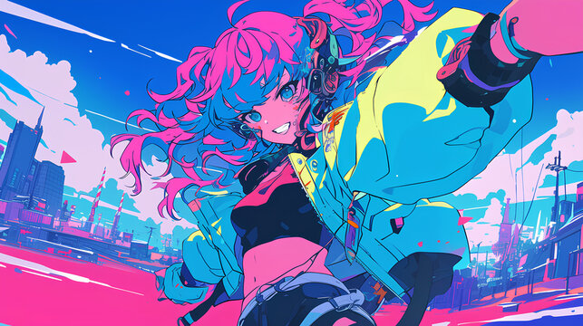 ملابس عصرية لفتيات الفابويرويف السايبربانك، على طراز الأنمي