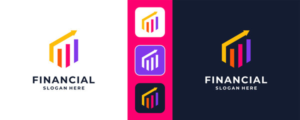 Colorful design accounting financial logo design template