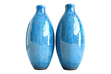 Twin blue vessels isolated on transparent background