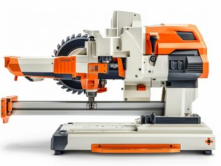 High-precision electric miter saw with sharp blade, adjustable arm, and robust design for woodworking, cutting tasks, and construction projects, white background