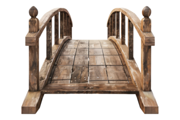 Wooden bridge isolated on transparent background