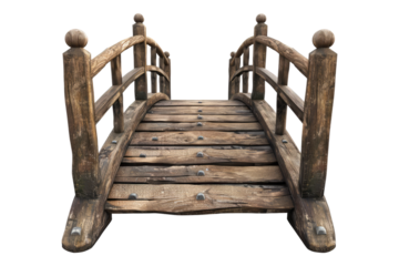 Wooden bridge isolated on transparent background