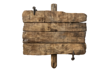 Wooden signboard isolated on transparent background