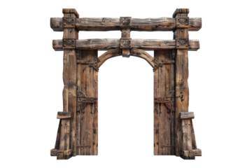 Wooden gateway isolated on transparent background