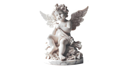 Cherub marble statue isolate on transparant background