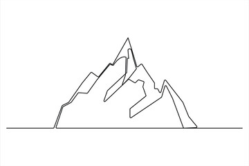 Continuous one line mountain range landscape outline vector art illustration 

