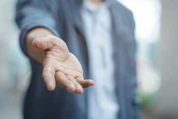 Businessman's Outstretched Hand with Palm Upwards