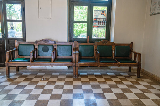 şak railway station, Turkey-June 01, 2024: View of Uşak garı which is a railway station in Uşak, was built by the Smyrna Cassaba Railway in 1887 as part of their railway from İzmir to Karahisar.