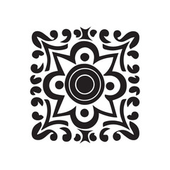 mandala outline icon and black pattern art design.