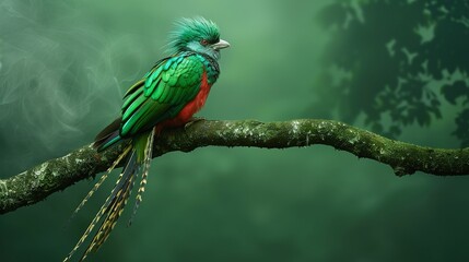 Quetzal bird on tree branch