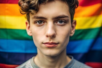 Fototapeta premium LGBTQ+ Youth: Close-up portrait of a young LGBTQ+ person, symbolizing the future of the community. 