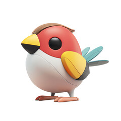 Colorful cartoon bird character with vibrant feathers and big eyes, perfect for kids' content, animation, and design projects.