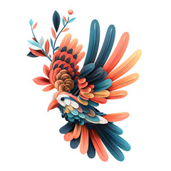 Colorful abstract bird illustration with vibrant feathers and intricate design. Perfect for modern decor and art projects.