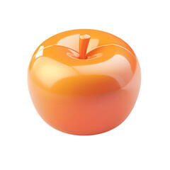 Orange glossy apple isolated on white background. Digital illustration of a shiny, stylized apple, perfect for creative and healthy lifestyle concepts.