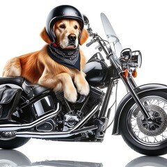 A dog design graphic sitting on a motorcycle creative vector creative.