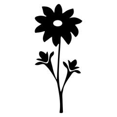 A silhouette of a flower with a large central petal and smaller petals surrounding it