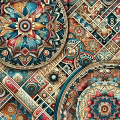 Colorful Geometric Pattern with Intricate Designs.