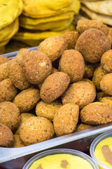 Aromatic falafel balls with chickpeas and vegetables. Vegetarian dish