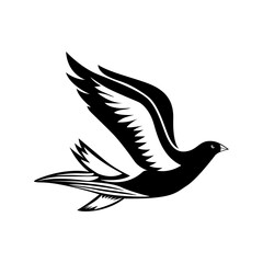 Silhouettes of cute flying bird vector illustration