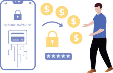 Boy showing secure mobile payment.