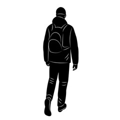 man walking back view silhouette, vector