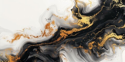 Abstract Black, White, and Gold Swirls