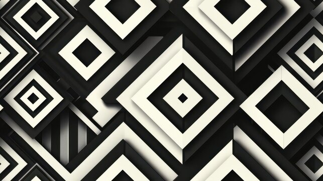 Abstract monochrome geometric pattern with bold black and white shapes