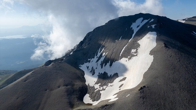 snowy peaks of mountains, clouds, wonderful and mystical landscapes