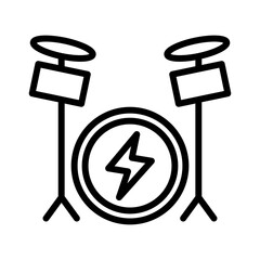Rock drum line icon. Rock n roll icon. Rock music icon isolated on white background. Transparent background, minimalist symbol. Vector images