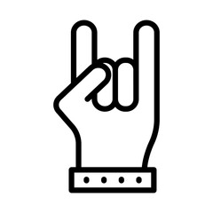 Rock hand line icon. Rock n roll icon. Rock music icon isolated on white background. Transparent background, minimalist symbol. Vector images