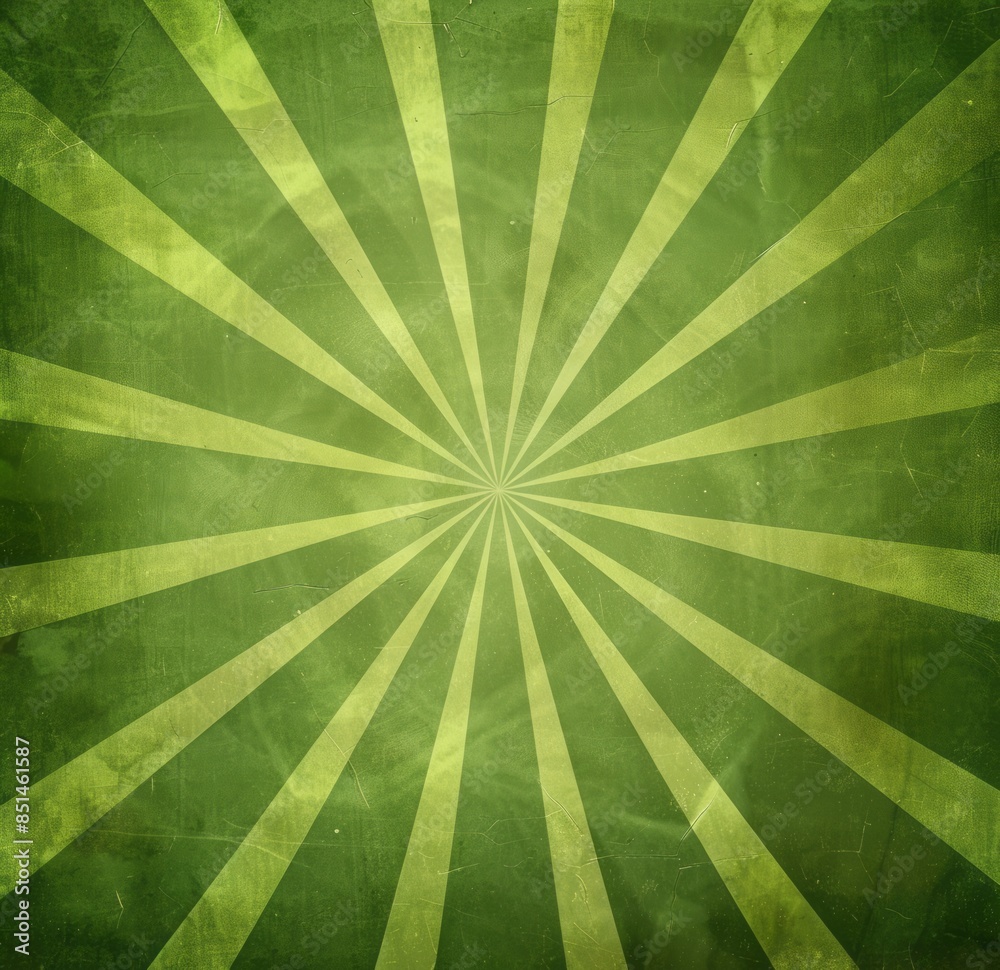 Wall mural a green background with rays of light radiating from the center, creating an atmosphere reminiscent 