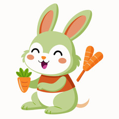 Cute Rabbit Eating Carrot vector svg