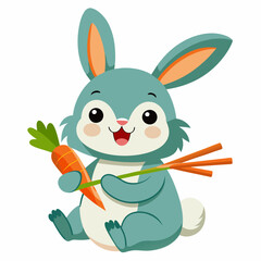 Cute Rabbit Eating Carrot vector svg