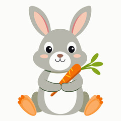 Cute Rabbit Eating Carrot vector svg