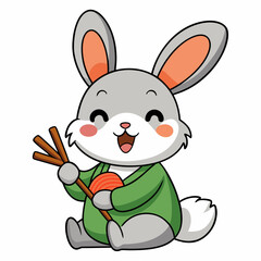 Cute Rabbit Eating Carrot vector svg