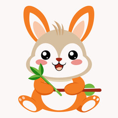 Cute Rabbit Eating Carrot vector svg